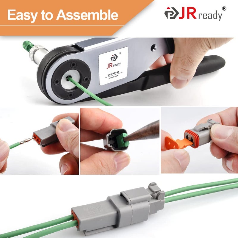 JRready ST6116 DT Connector 8 Pin Gray Waterproof Electrical Wire Connector Plug Receptacle with Solid Contact and Seal Plug,3 Sets - Image 4